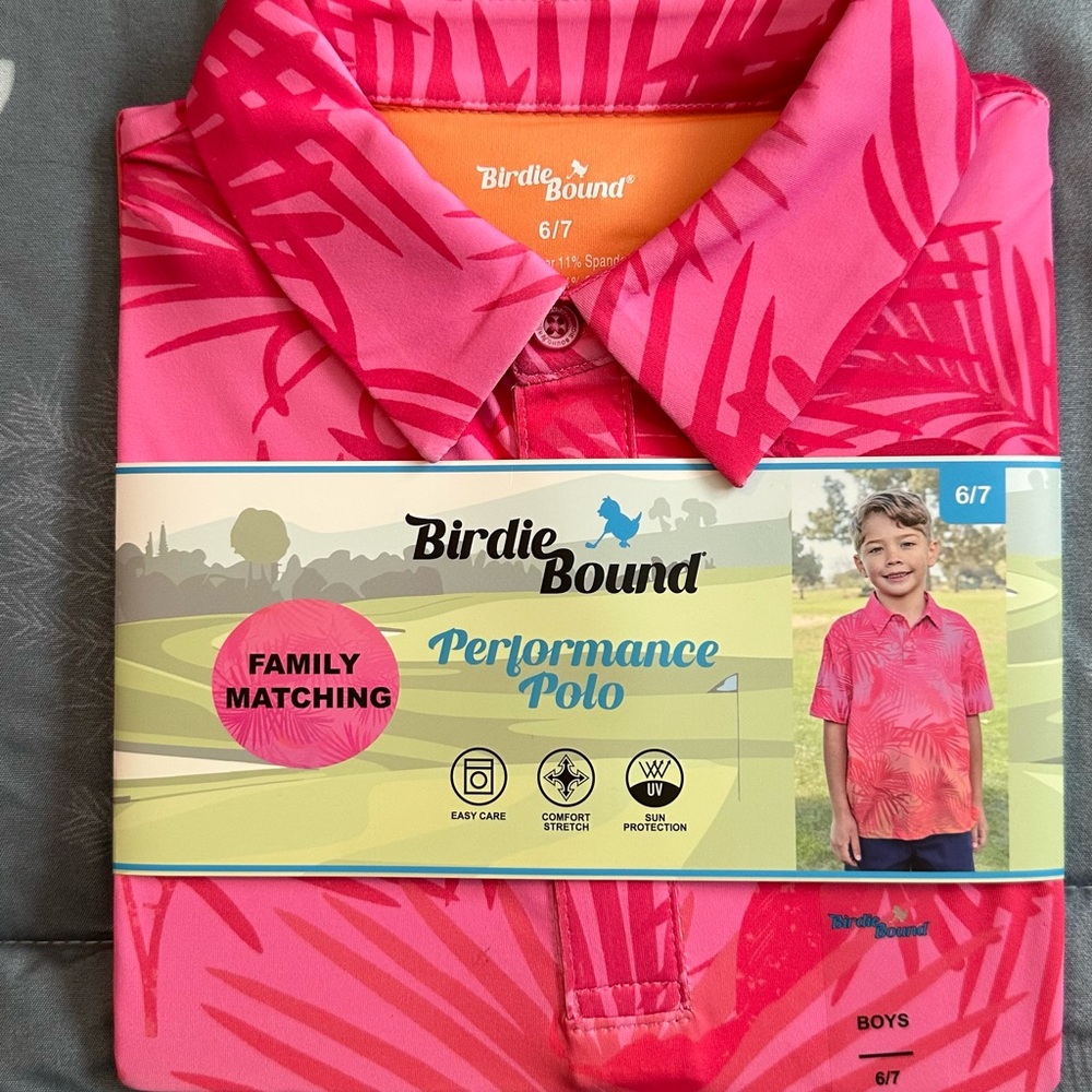 NWT Birdies Boys' Bright Pink Performance Polo